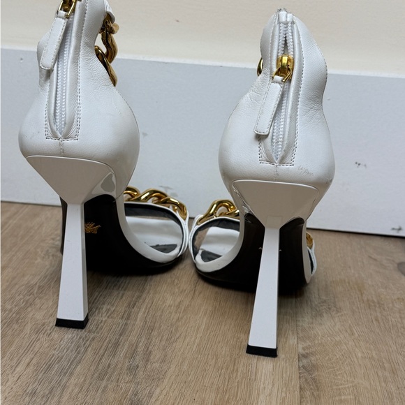 Versace Medusa White and Gold Chain Detail Women's Heels sz 40 - Picture 3 of 4
